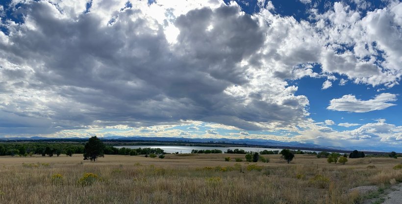 Open prairie and the reservoir under a big sky at Cherry Creek State Park