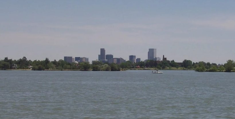 Sloan's Lake with the city skyline across the water